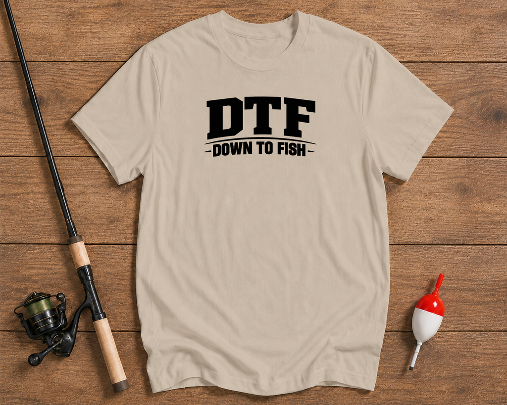 DTF Down To Fish shirt in sand beige by Funky Fish Club