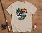 Fish More Worry Less bass fishing shirt in sand beige by Funky Fish Club