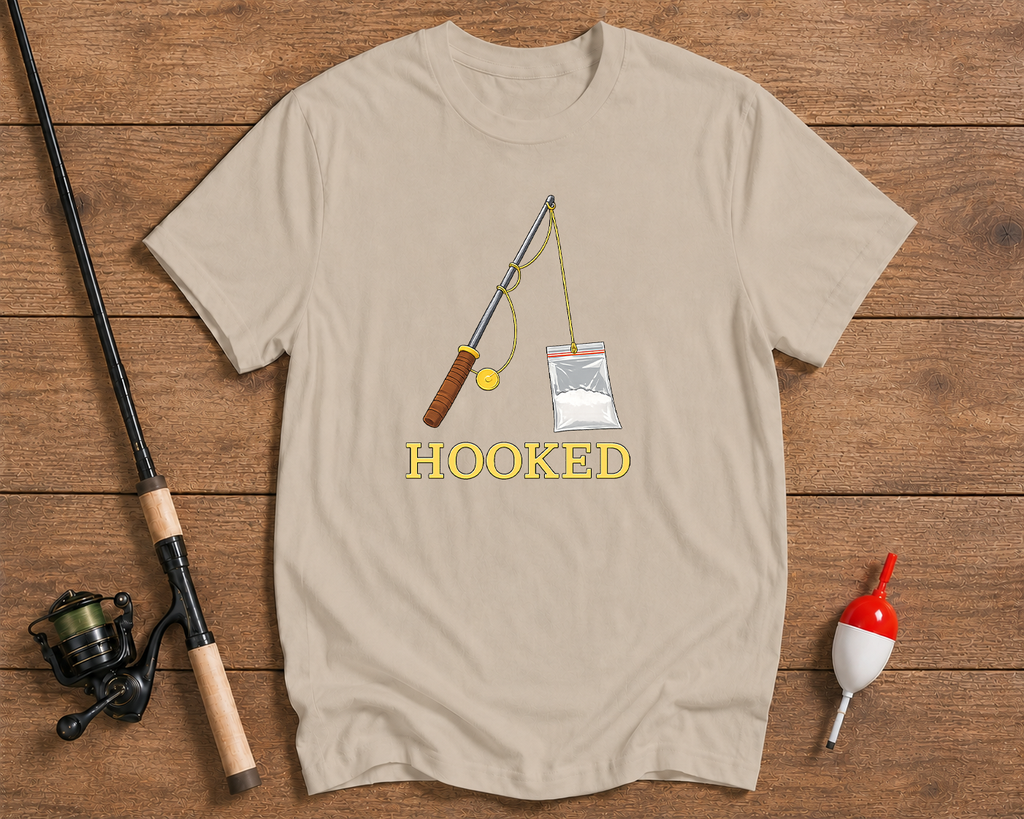 Hooked heavyweight fishing tee in sand beige by Funky Fish Club