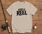 Keep It Reel heavyweight fishing tee in sand beige by Funky Fish Club
