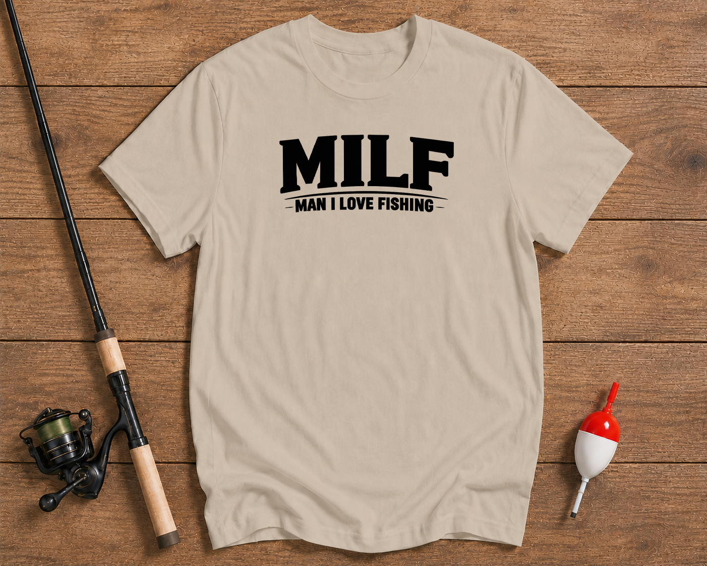 MILF Man I Love Fishing shirt in sand beige by Funky Fish Club