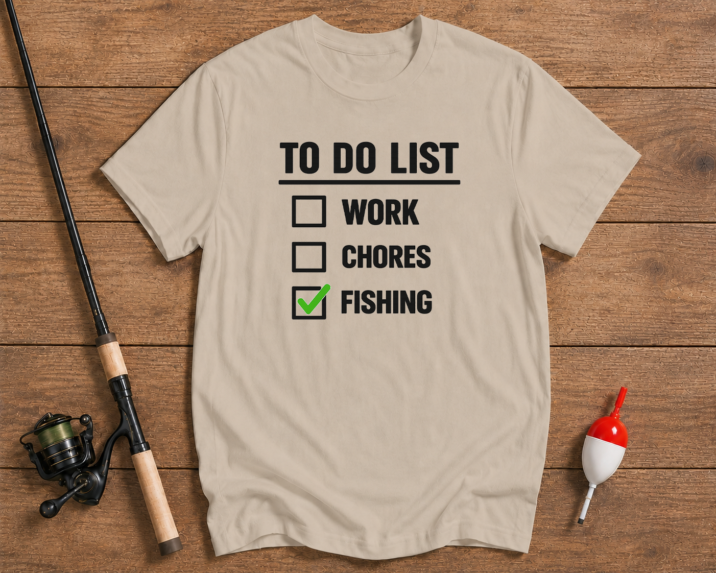 Fishing To Do List fisherman shirt in sand beige by Funky Fish Club