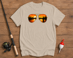 Sunset reflection scenic fishing shirt in sand beige by Funky Fish Club