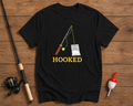 Hooked minimalist fishing t-shirt in black by Funky Fish Club