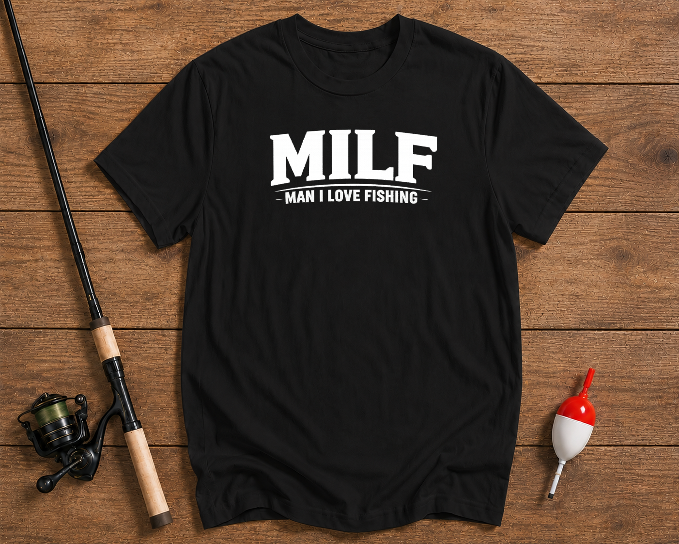 MILF Man I Love Fishing graphic t-shirt in black by Funky Fish Club