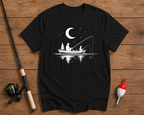 Father and son night fishing t-shirt in black by Funky Fish Club