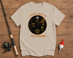 Funny fisherman shirt in sand beige featuring a fishing sonar design by Funky Fish Club
