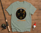 Fishing humor t-shirt in seaweed green featuring a radar search graphic by Funky Fish Club