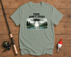 Funny fishing humor t-shirt in seaweed green featuring an alien fishing design by Funky Fish Club