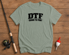 DTF Down To Fish fishing graphic tee in seaweed green by Funky Fish Club