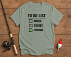 Fishing To Do List fishing graphic tee in seaweed green by Funky Fish Club