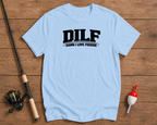 DILF funny fishing shirt in sky blue by Funky Fish Club