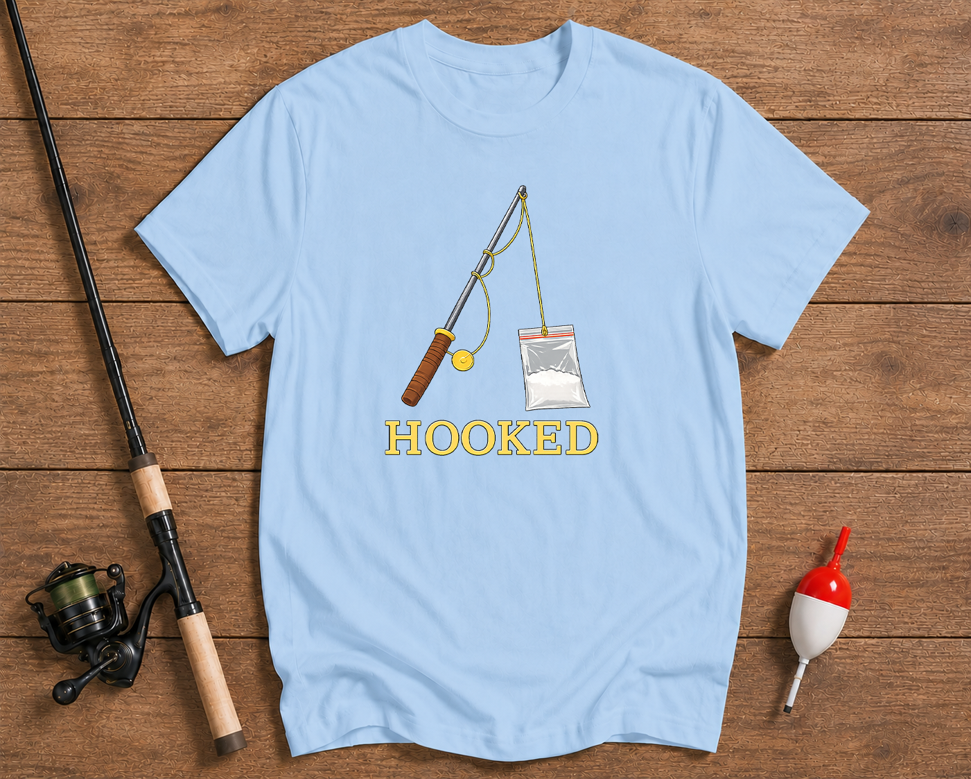 Hooked fishing t-shirt in sky blue by Funky Fish Club