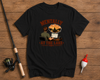 Mentally At The Lake fishing t-shirt in black featuring an office worker dreaming about fishing by Funky Fish Club