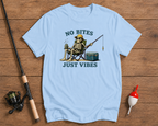 Skeleton fisherman outdoors fishing tee in sky blue by Funky Fish Club