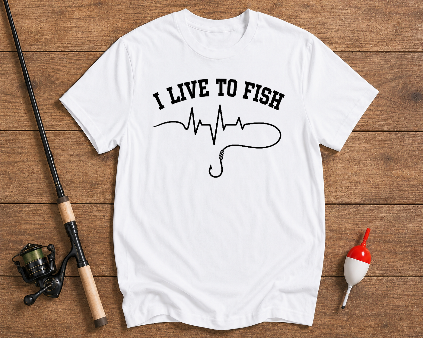 Live To Fish minimalist fishing shirt in pearl white by Funky Fish Club