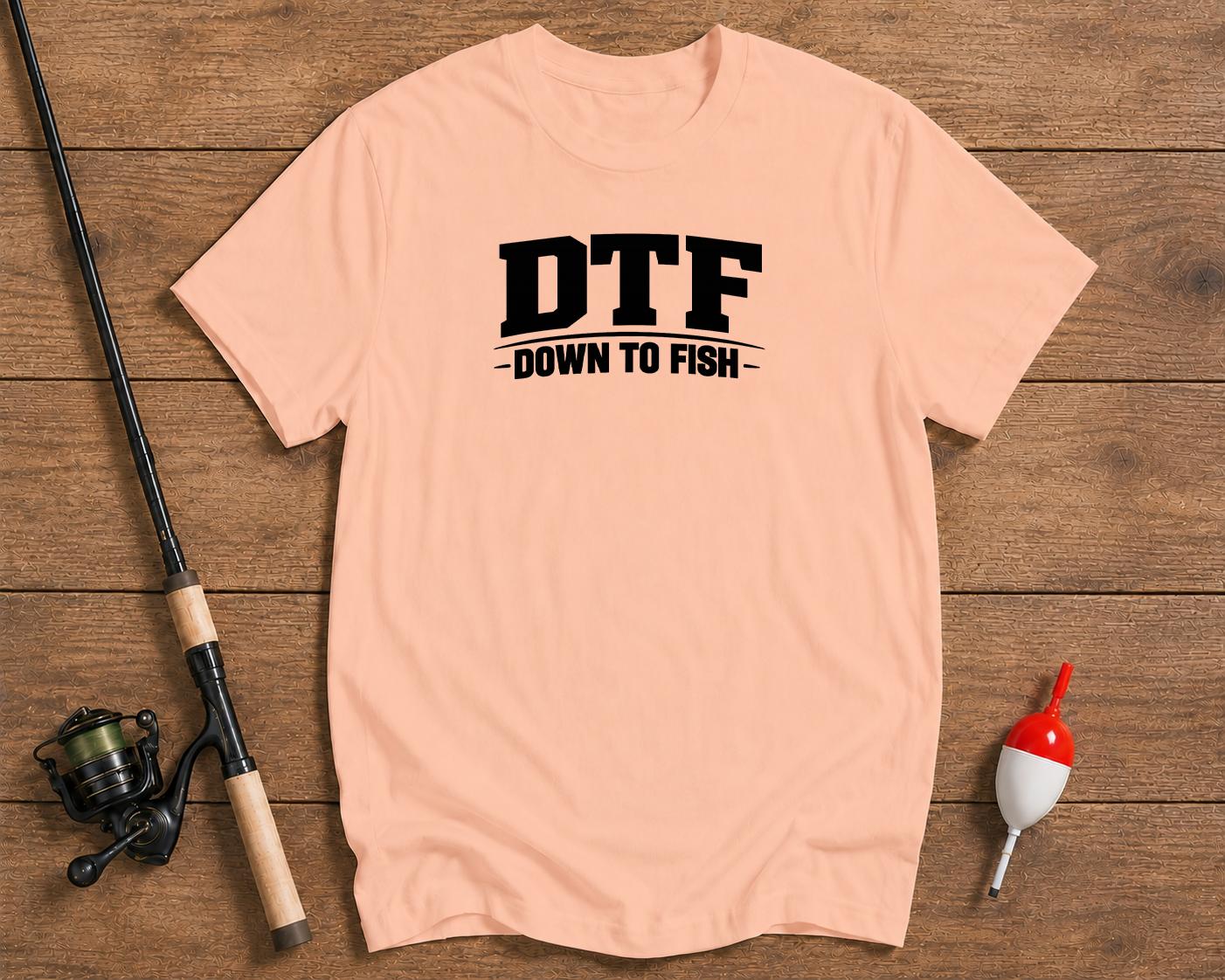 DTF funny fishing t-shirt in salmon color by Funky Fish Club