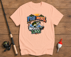 Fish More Worry Less outdoors fishing shirt in salmon color by Funky Fish Club