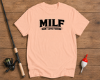 MILF funny fishing t-shirt in salmon color by Funky Fish Club