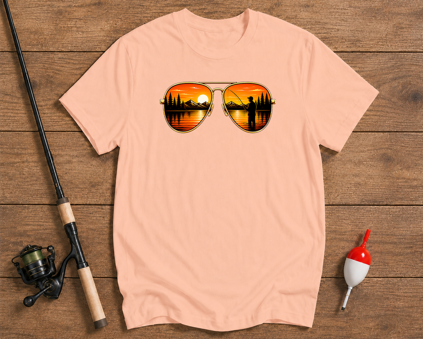Sunset reflection outdoors fishing shirt in salmon color by Funky Fish Club