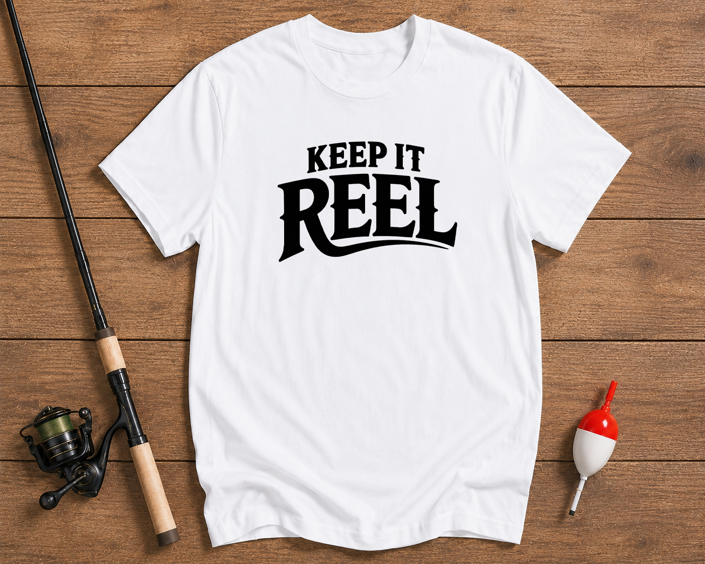 Keep It Reel minimalist fishing shirt in pearl white by Funky Fish Club