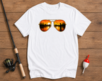 Sunset reflection fishing t-shirt in pearl white by Funky Fish Club
