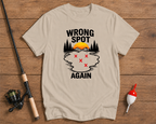 Funny fisherman shirt in sand beige featuring marked fishing locations by Funky Fish Club