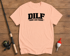 DILF funny fishing t-shirt in salmon color by Funky Fish Club